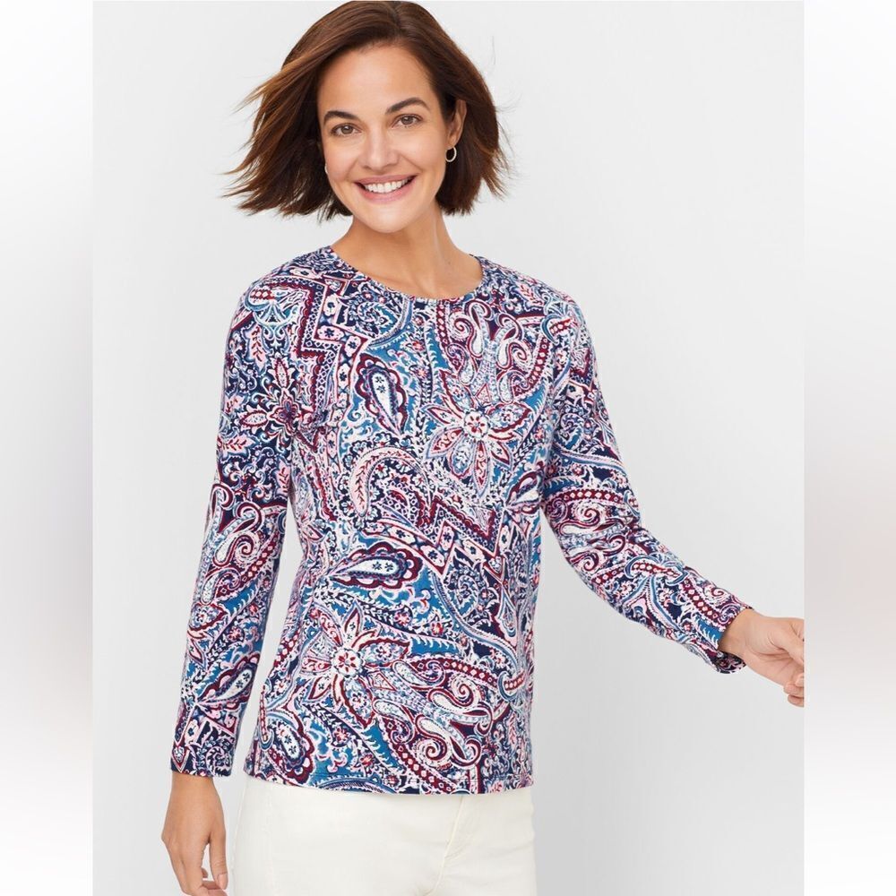 The Talbots Crewneck Tee in Scrolling Paisley